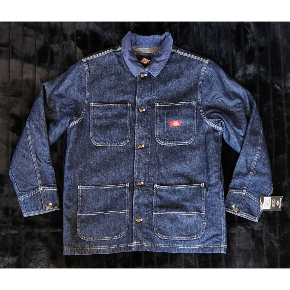 Dickies Men's Blanket Lined Denim Chore Coat New with tag Rinsed Indigo Denim MD